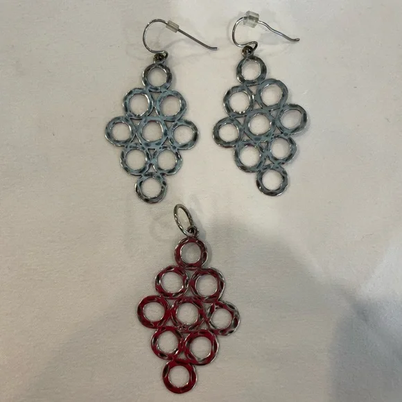 Grace & Heart "Cirque" Hammered Sterling Silver Earrings and Pendant Collection - Picture 2 of 3